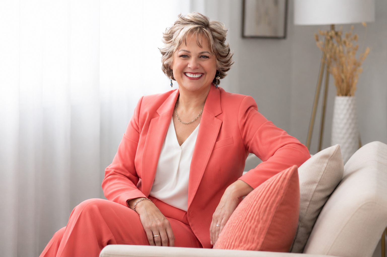 Dr. Lauran Star — Coral suit portrait